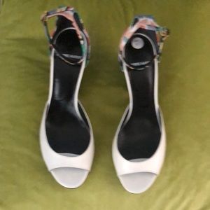 Pierre Hardy WhtLeather Multi-Colored Suede Sandal